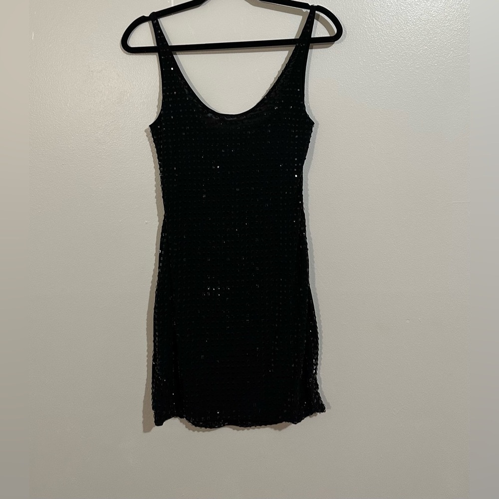 MESHKI Black Sequin Mini Dress – Size Medium